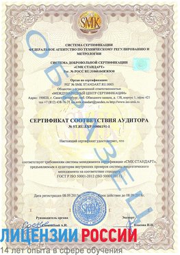Образец сертификата соответствия аудитора №ST.RU.EXP.00006191-1 Цимлянск Сертификат ISO 50001